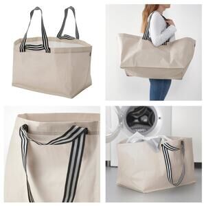 IKEA GÖRSNYGG Large Shopping Tote Laundry Storage Bag Foldable Beige Black NEW!